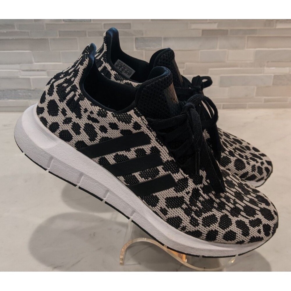 Women's ADIDAS Originals Swift Run Cheetah Leopard Knit Upper Sneakers 7.5 - Picture 3 of 9